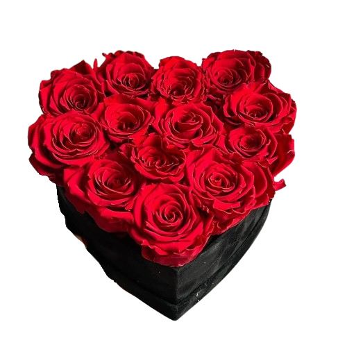 Cœur de roses rouges fuchsia en boîte de luxe, pour une déclaration d'amour