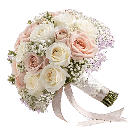 Bouquet de roses pastel et blanches pour mariage - Composition florale chic Casablanca