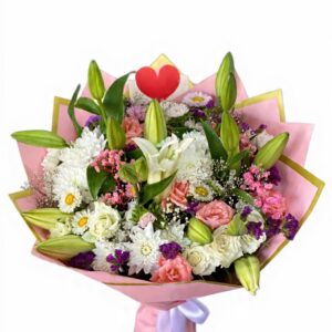 Bouquet de roses et lys